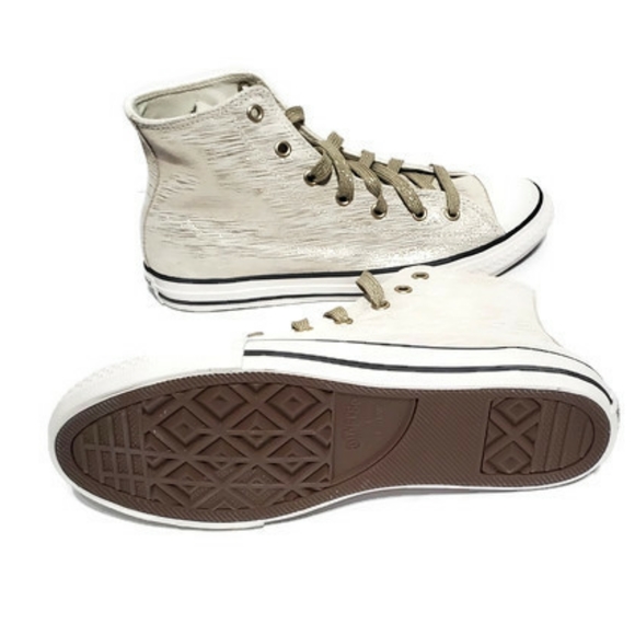 Converse Beige Shimmery High Tops - Picture 4 of 5